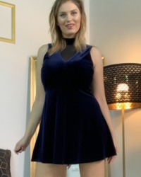 Alexsis Faye Blue Velvet Dress 1